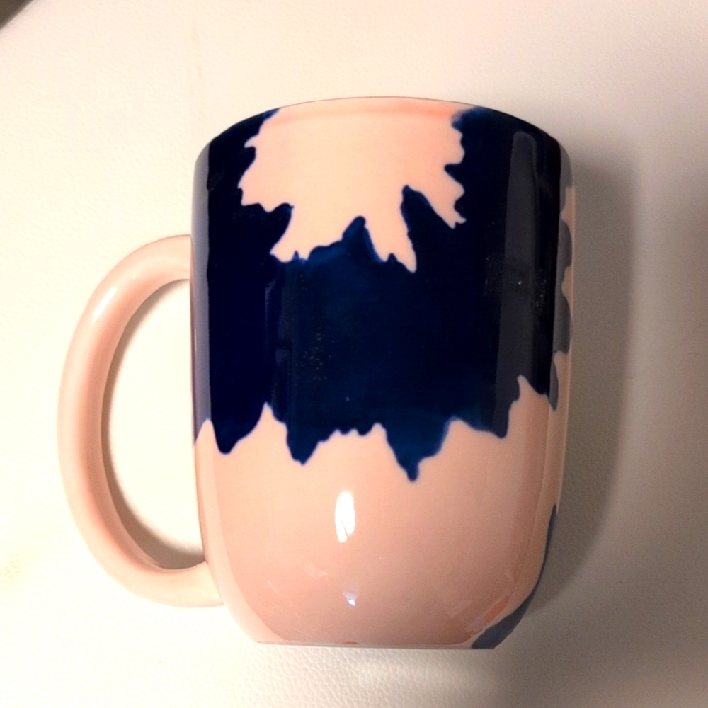 Anthropologie Mug By Elnaz Nourizadeh For Soul Of Colors. Handmade Pink and Navy